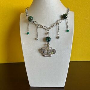 Elegant Silver and Green Necklace